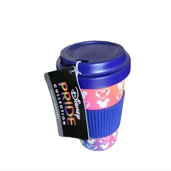 Disney Mickey Mouse Logo With Hearts Pride Collection Bamboo Travel Mug - Picture 4 of 6